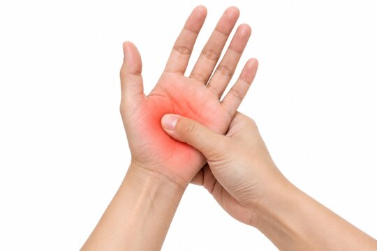 Hand pain with red highlighted palm area