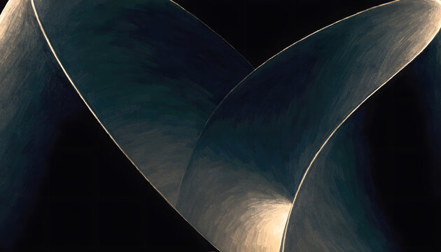 Dark abstract floral petals illuminated by soft inner light. Elegant fine art and minimalist botanical graphics. Giant curved petals overlapping in dramatic low key lighting