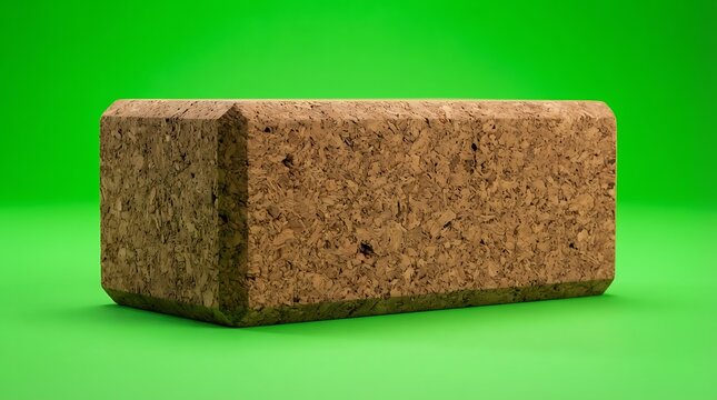 A single rectangular brown clay brick isolated against a bright green background