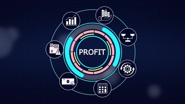 Profit margin performance tracker showing revenue expansion and business growth analytical icons
