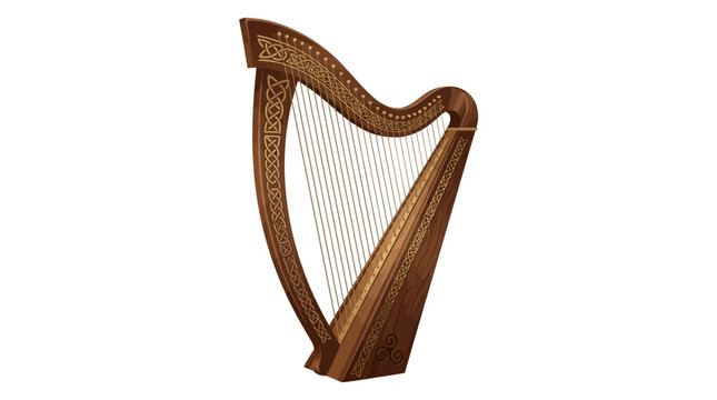 Vector illustration of Celtic harp concept vector illustration for creative projects and modern business isolated background element