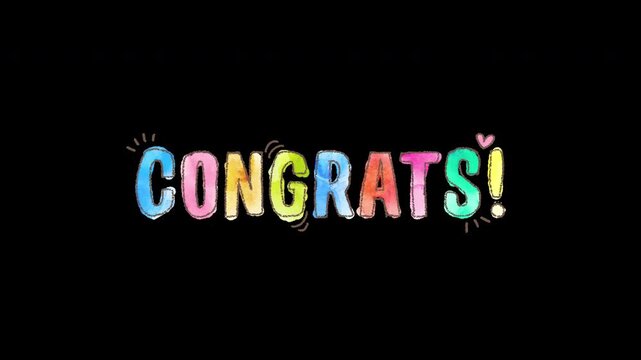 Congrats Hand Drawn Watercolor Text Animation