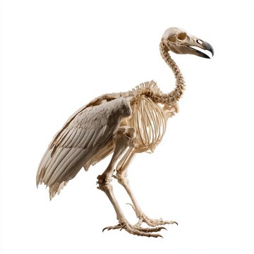 Full Bird Skeleton Anatomy Model Isolated On A White Background Studio Shot
