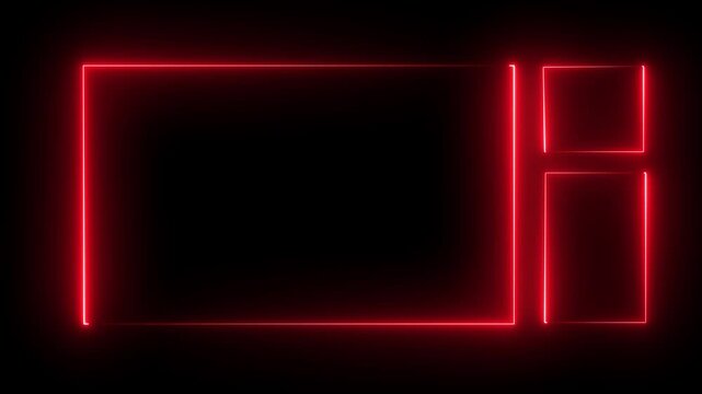 Glowing neon Live streaming Frame  animated red  and blue neon overlay frame for live streaming and gaming templates 4k animation.