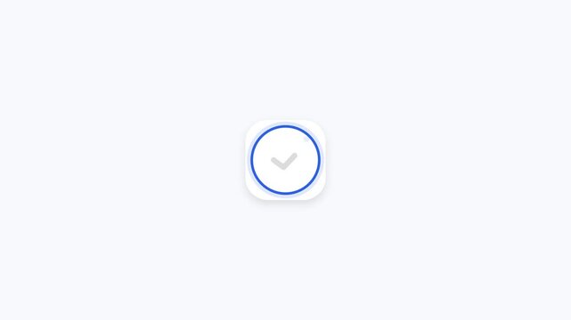 Minimalist blue down arrow icon on a white circular button with subtle drop shadow for user interface design