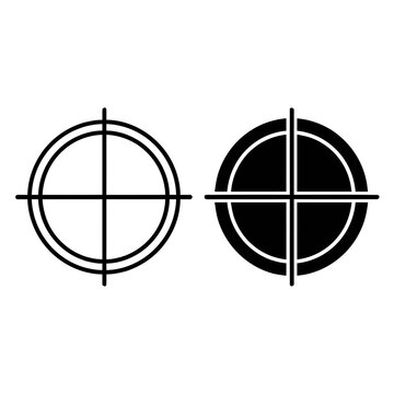Align center circle icon set, crosshair and target symbols for graphic design interface