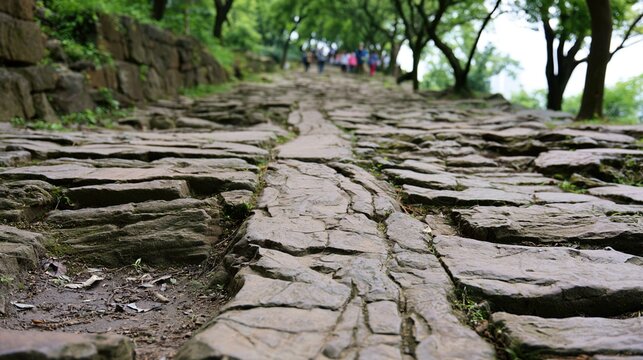 countless. Stone path with a central section worn smooth by footsteps. travel magazines, destination branding, designed for travel destination branding and outdoor magazines and nature guides.