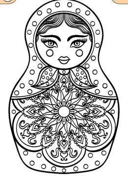 Colorful matryoshka nesting doll with floral pattern