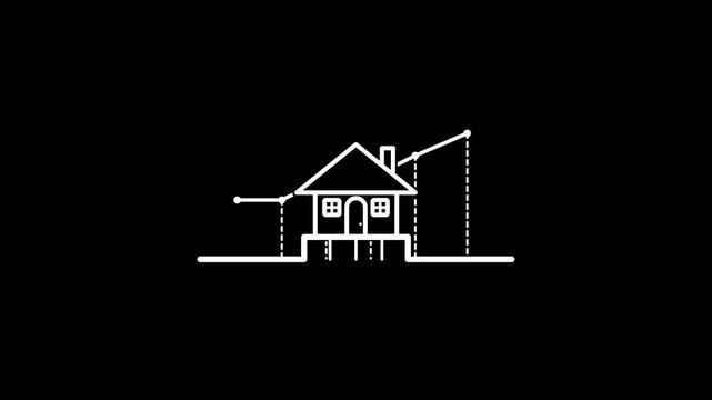 Minimalist Animated Line Graph of Property Valuation Rising on Black Background