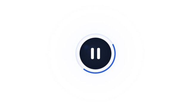 Circular play button icon with two vertical lines indicating a pause symbol, isolated on a white background