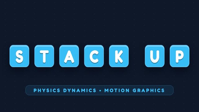Motion Graphics Physics Dynamics Blue Letter Tiles Stack Up Intro
