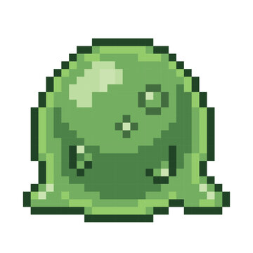 Pixel Art Green Slime Monster Sprite