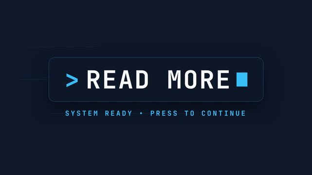 Web Interface Read More Button Futuristic Cyan Caret Animation