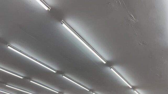Minimalist Geometric Pattern of Fluorescent Light Tubes