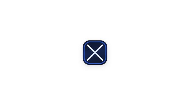 Minimalist dark blue square close button icon with white cross mark symbol for user interface design isolated on white background