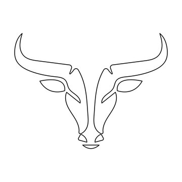 Bull Silhouette Vector Illustration with Large Horns Isolated on White Background, Powerful Cattle Animal Symbol for Tattoo, Wildlife, Farm, Logo and Decorative Design