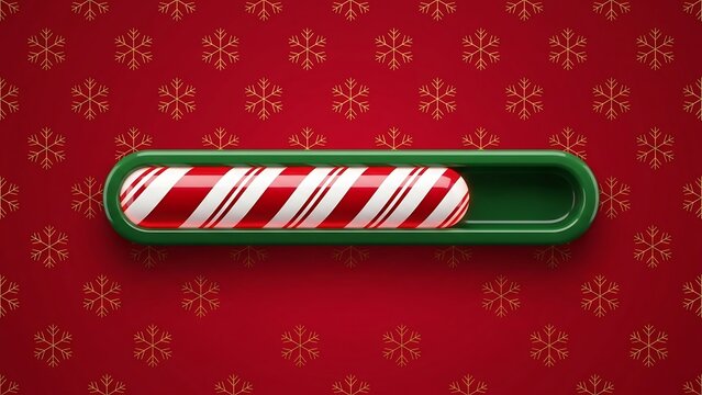 Festive loading bar with candy cane pattern and snowflake wallpaper background