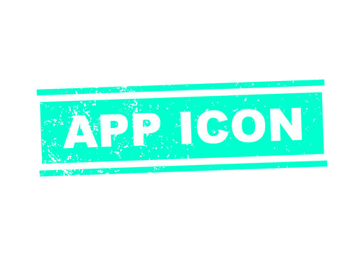 Minimalist app icon with grunge stamp effect in teal color illustration