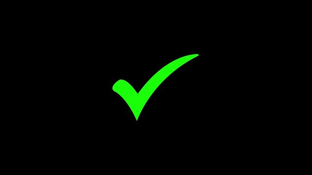 Green circle with white background check mark isolated on a transparent animation.