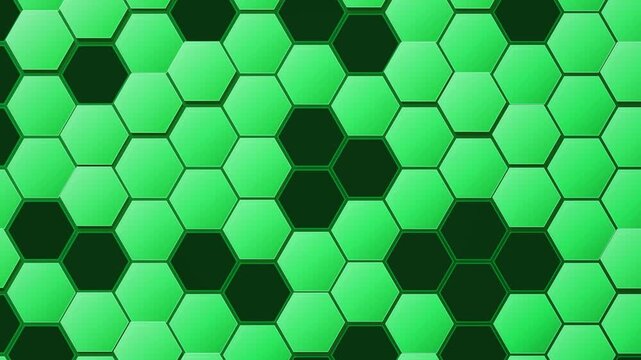 Abstract Green Hexagon Pattern Background With Dynamic Geometric Shapes
