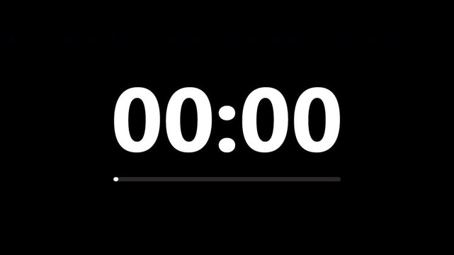 Animated countdown timer with digital numbers showing time remaining for deadlines, events, presentations, videos, broadcasts, waiting screens, productivity, and time management concepts.