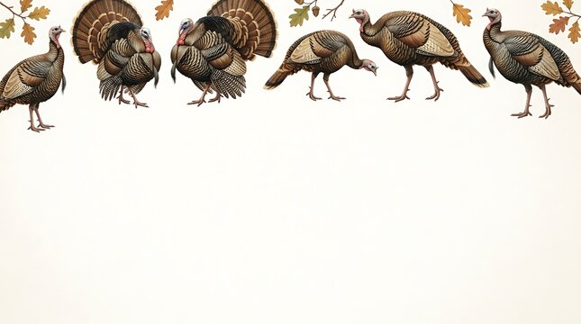 A heartwarming thanksgiving scene featuring a delightful gathering of turkeys symbolizing gratitude family and the spirit of the autumn harvest season beautifully illustrated