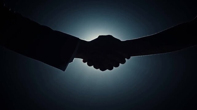 Silhouette of a person extending a hand forward into the darkness, and a shadowy hand reaching back, clasping hands i...