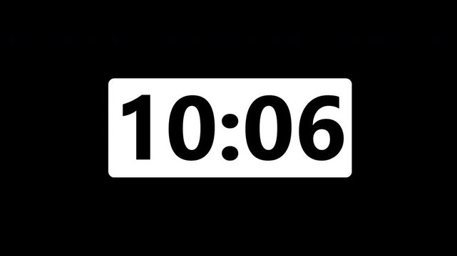Animated countdown timer with digital numbers showing time remaining for deadlines, events, presentations, videos, broadcasts, waiting screens, productivity, and time management concepts.