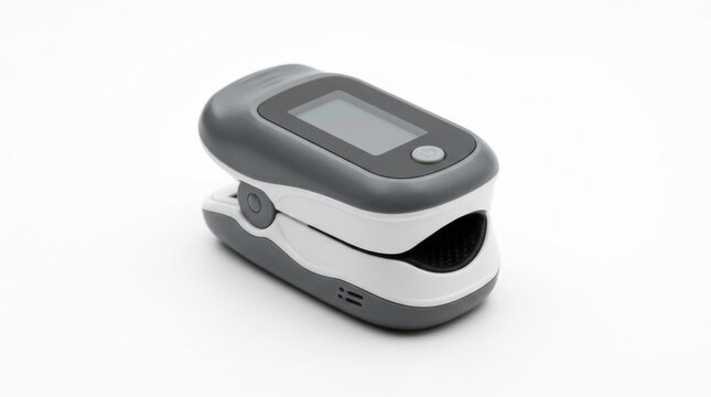 Digital Fingertip Pulse Oximeter for Home Health Monitoring Isolated on White