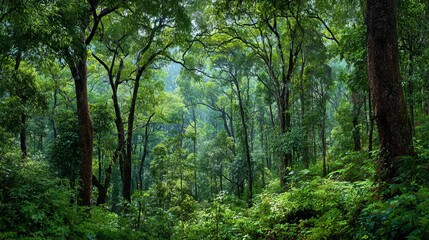 Fototapeta premium Tropical forest landscape panorama for ecology, sustainability and tourism 
