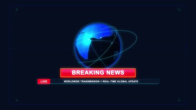 Breaking news template intro animation with 3D globe and breaking news text for broadcast news show