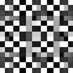 Obraz premium Black and White Checkerboard Mosaic Pattern, Modern Monochrome Geometric Tile Illustration 