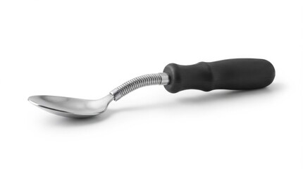 Fototapeta premium Bent Adaptive Spoon with Black Ergonomic Handle for Limited Wrist Mobility Isolated on White