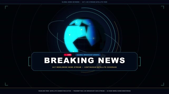 3D breaking news intro template for TV broadcast news shows with global digital earth