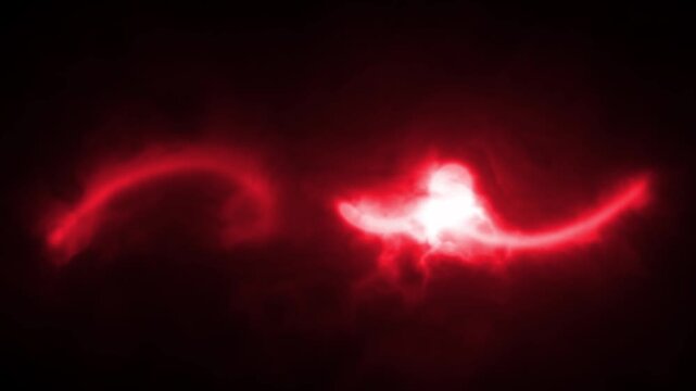 Red energy wave displaying a flowing plasma stream with glowing smoke effects on a dark background. Seamless loop 4K animation.