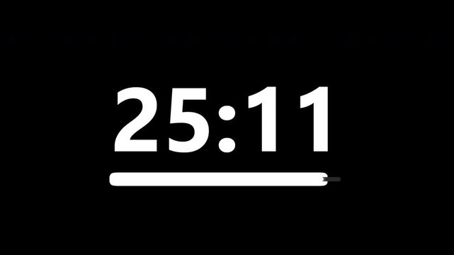 Animated countdown timer with digital numbers showing time remaining for deadlines, events, presentations, videos, broadcasts, waiting screens, productivity, and time management concepts.