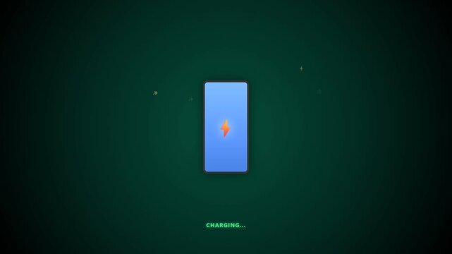 Minimalist smartphone loading screen with rocket icon on green background