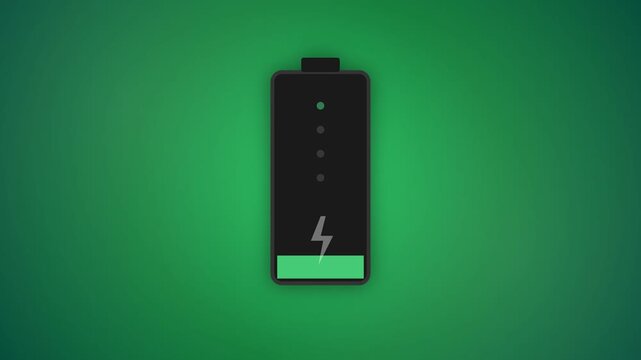 Minimalistic battery icon with green charging background