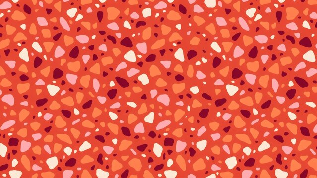 Red terrazzo pattern with multi-colored stone fragments
