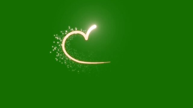 Sparkling Heart on Green: A luminous golden heart shape glows brightly against a vibrant green background, adorned with a scattering of shimmering particles, evoking a sense of magic and romance.