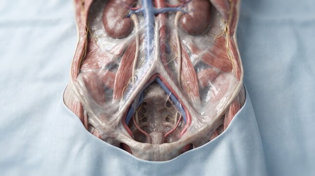 Posterior Abdominal Wall Anatomy Displaying Kidneys Major Vessels and Nerves