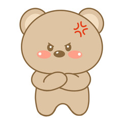Obraz premium Cute brown bear cartoon character feeling angry
