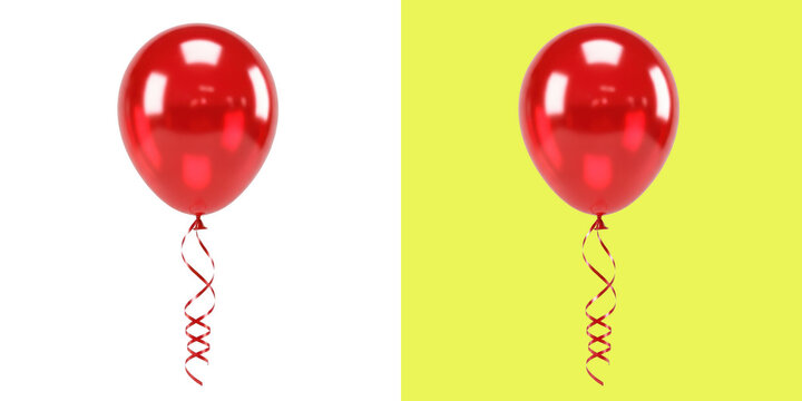 Shiny glossy red balloon with ribbon 3D render