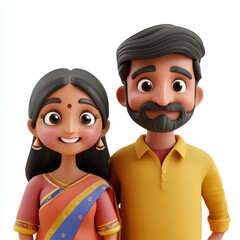 Fototapeta premium Indian Couple in Traditional Attire Fictional Character Created by Generative AI.