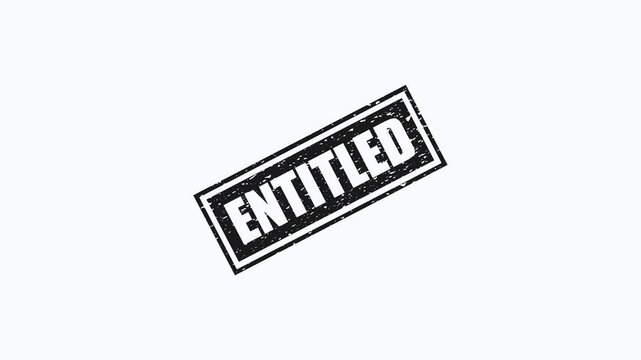 Entitled rubber stamp impression with grunge texture isolated on a clean white background motion graphic
