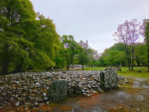 Passage grave at the Clava Cairns, an ancient Bronze Age burial site near Inverness in Scotland