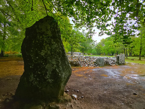 Passage grave at the Clava Cairns, an ancient Bronze Age burial site near Inverness in Scotland