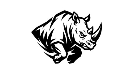 Obraz premium Powerful Rhinoceros Charging Forward Aggressively 1.