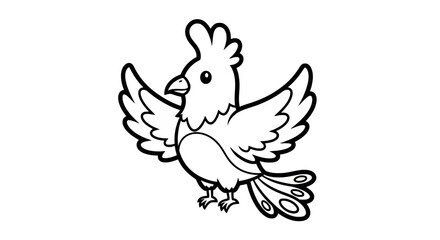 Fototapeta premium Cartoon Rooster Bird Animal Illustration.