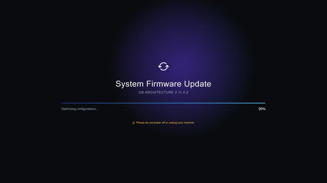 Modern Operating System Firmware Update Loading Screen Motion Graphic with Progress Bar and Percentage Indicator